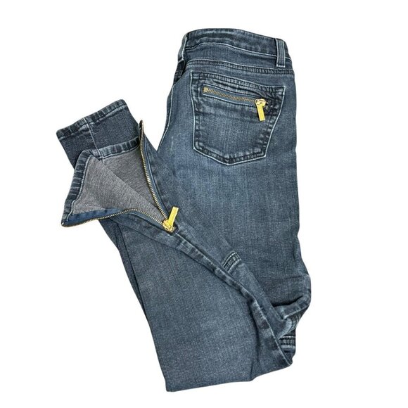 Michael Kors Womens Dark Blue Denim Skinny Fit Jeans Zipper Back Pockets Size 2 - Picture 1 of 16